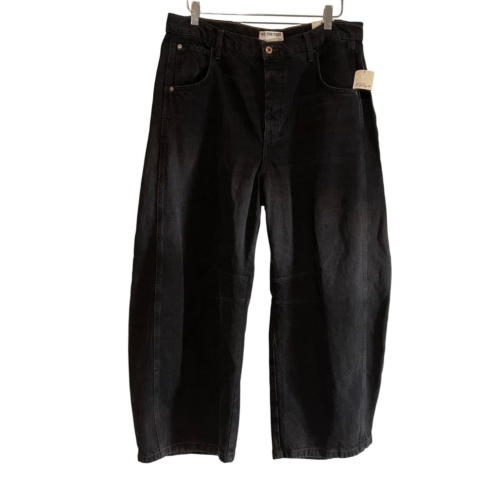 Free People We The Free Womens Good Luck Barrel Jeans Size 32 Black NWT